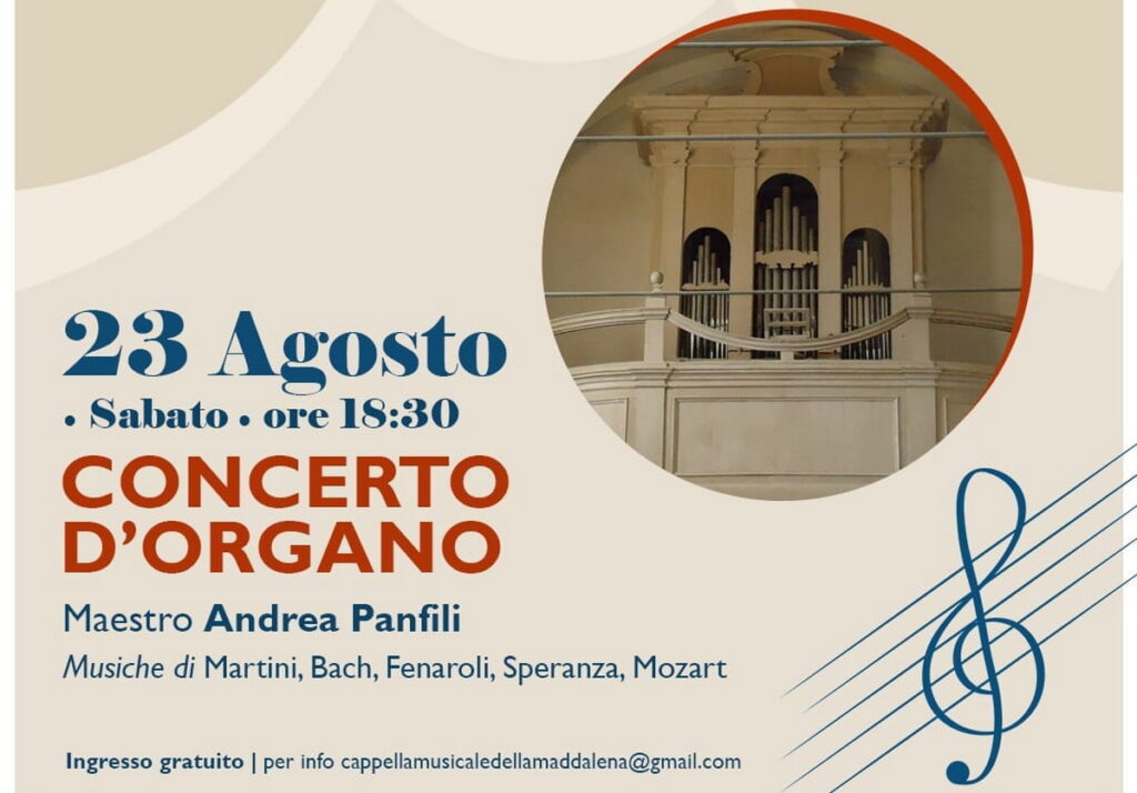 Stagione Concertistica Capranica Prenestina: sabato 23 Agosto Concerto D’Organo alle 18.30
